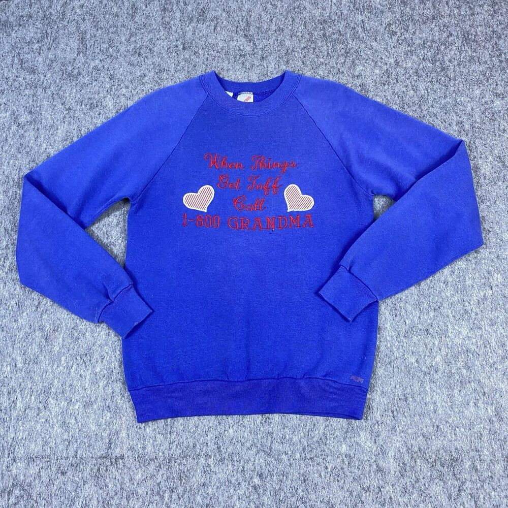 Vtg Jerzees Women's Grandma Sweater Crewneck Embroidered 90's USA Made Size M